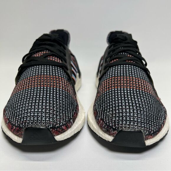 Adidas Mens Ultraboost 19 Running Shoes in Core Black/Glow Blue/Hi-Res Coral 7 - Picture 2 of 10